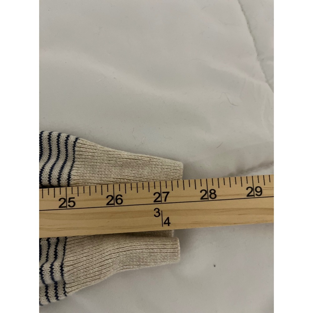 J Crew Mens Striped Crewneck Sweater‎ XL Beige Navy Cotton V-Neck - Picture 8 of 8